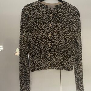 J. Crew Featherweight Shrunken Cashmere Cardigan - Leopard Print